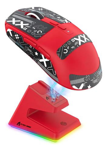 Mouse Gamer Attack Shark X6 Vermelho 26000 Dpi Sem Fio Vermelho