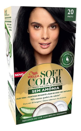  Kit 2 Coloração Permanente Wella Soft Color 20 Preto