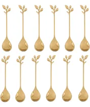 Comprar Cuchara De Café De Hoja Dorada Cucharas De Sopa Cucharas De
