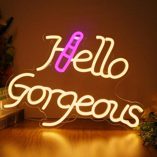 Carte Neon  Hello Gorgeous  16''x12'' Para Habitación