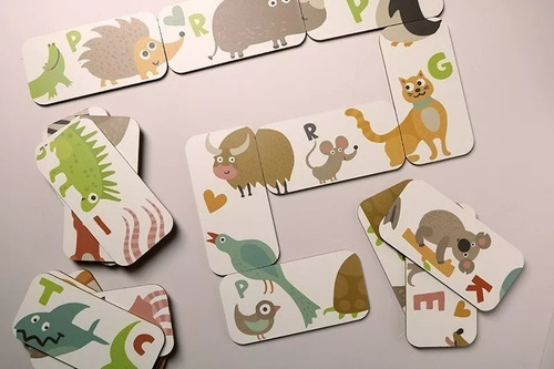 Imagen 3 de 4 de Domino Puzzle Juego Didáctico Fichas De Madera