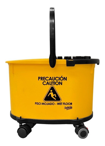 Cubeta Con Exprimidor 17l Amarilla Con Base Dolly