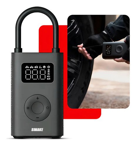 Mini Compressor Digital Simake Bomba De Ar Encher Pneus Portátil Para Carro Bicicleta Motocicletas Colchão Preto Com Calibrador Cor Preto