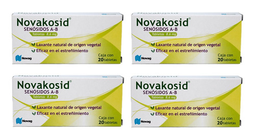 Cuatro Cajas De Senósidos A-b Novakosid 20 Tabs Cu