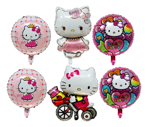 Kit 6 Globos Para Hello Kitty Decoración Cumpleaños Fiesta