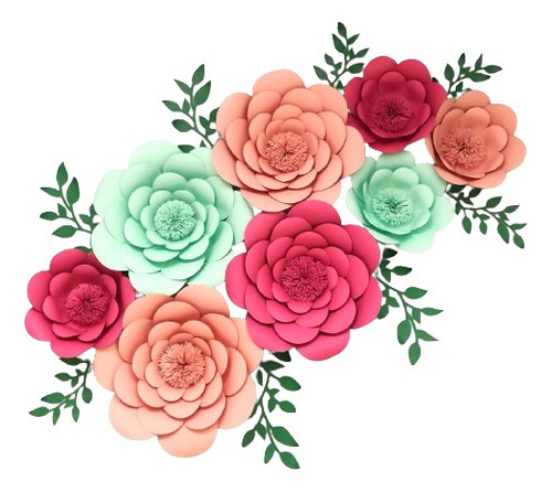 Flores Papel Sendo 4 D 35cm 4 D 30cm 4 D 20 Cm 20 Folhas