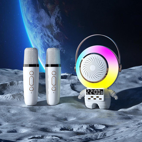 . Máquina De Karaokê Com Microfones E Luzes 2 Microfones