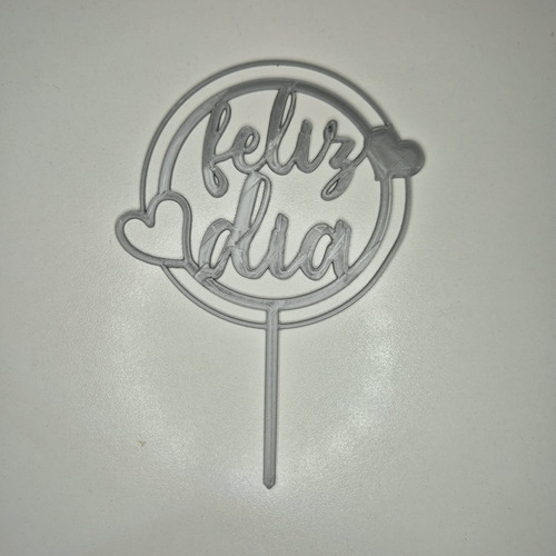 5 Unidades Cupcake Mini Topper Feliz Dia Doble Corazon Plateado Feliz Dia 2 Corazon