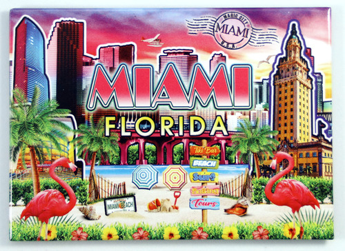 Miami Florida Scene Pop Art Iman 2.5 X 3.5 