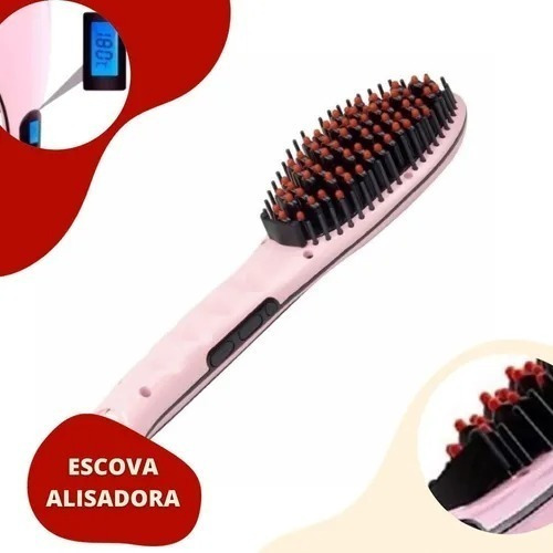 Escova Secadora Alisadora Cabelo 3 Em 1 Elétrica Bivolt 110V/240V