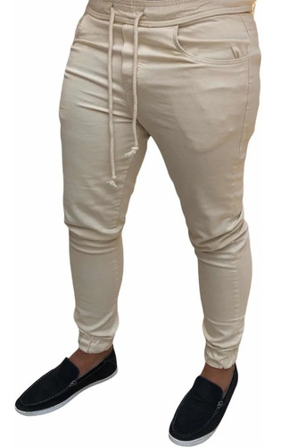 Calça Jogger Jeans Skinny Masculina Com Cordão Premium