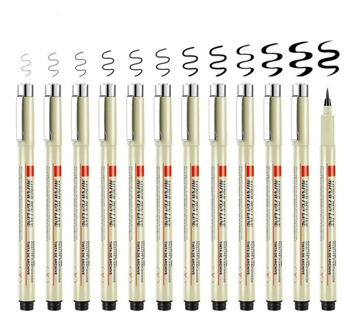 12 Unidades Dibujo Lápiz Tira Líneas Fineliner Boligrafos