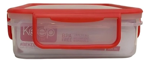 Hermetico Pp 600ml Cuadrado Color Rojo