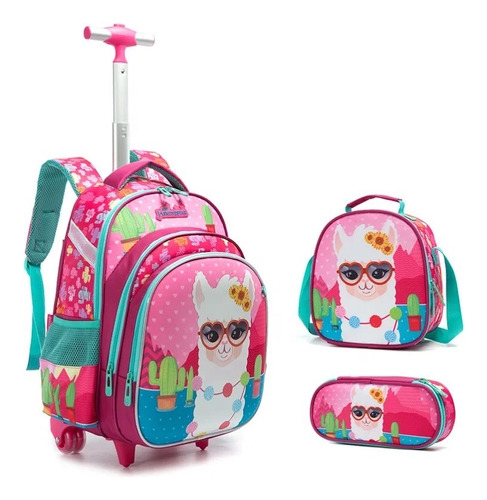 Mochila Escolar Niñas Niños Infantil Preescolar Primaria Set 3 Piezas Mochila Carrito, Lonchera Y Lapicera