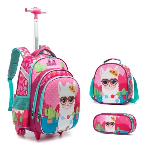 Mochila Escolar Niñas Niños Infantil Preescolar Primaria Set 3 Piezas  Mochila Carrito, Lonchera Y Lapicera