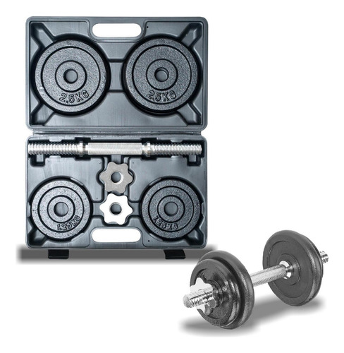Set Fuxion 20 Libras En Discos + Maneral C/ Estuche (9.2kg)
