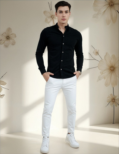 Camisas Cuello Neru Para Hombre | Manga Larga | Algodon