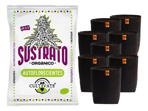 Sustrato Cultivate Auto 80ls Con Maceta Omg 10ls 8 Unidades