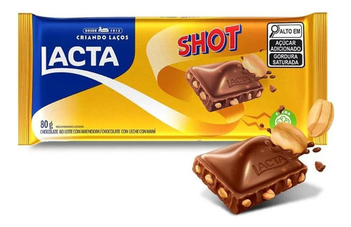 Chocolate Shot Com Amendoim Lacta Barra 80g