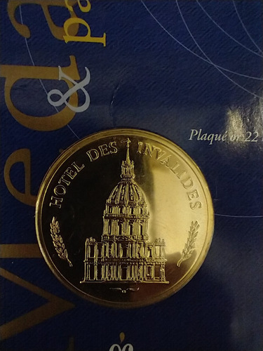 Imagen 2 de 3 de Medalla Hotel Des Invalides Napoleon 1° Oro Plaqué