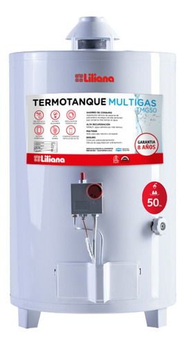 Termotanque Multigas De Pie 50 Lts Liliana Conex Superior 