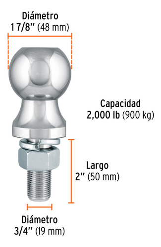 Bola De Arrastre Para Remolcar Hasta 1000kg 1 1/7 Diametro