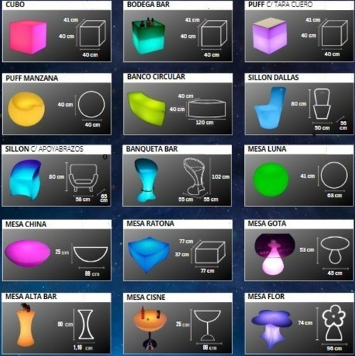 Alquiler Living Led Cubos Sillones Mesas Barras Luminosas