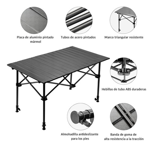 Mesa Plegable Ajustable Portatil Camping Picnic Resistente