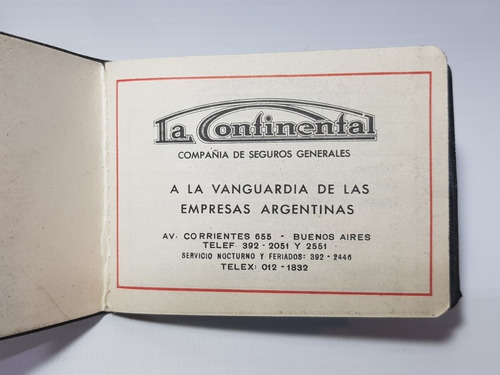 Imagen 2 de 8 de Antiguo Almanaque Bolsillo La Continental Seguros Mag 56942