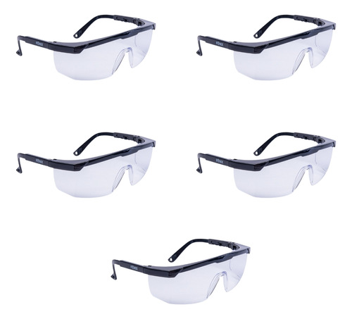 Kit 5 Óculos De Proteção Ca Epi Antirrisco Trabalhador Visão