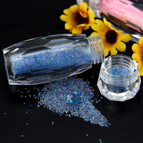 8 Botellas De Cristal Micro Uñas Caviar Pixie Cuentas De Gra