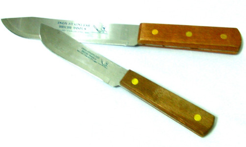 Juego De  2 Cuchillo Chef Acero Mango Madera  5 Y 7 Pulgadas