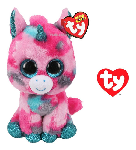 Imagen 2 de 7 de Unicornio Ty Beanie Boos Combo X2 Peluche Mediano Original