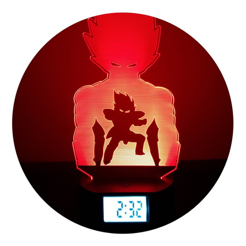 Lámpara 3d Vegeta Sombra Dragon Ball Z Reloj Control Remoto