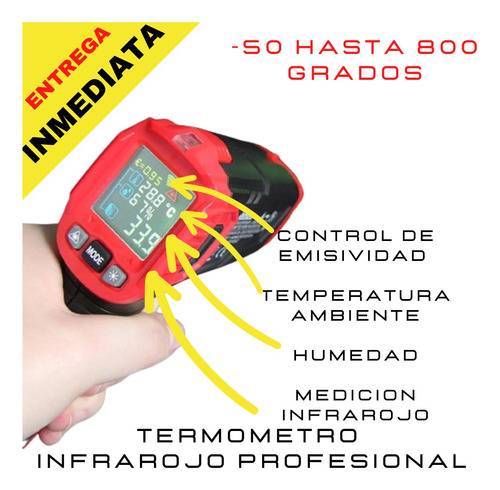 Termometro Infrarojo Profesional 800 Grados Industrial Hogar