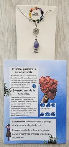 Colgante Piedra Tanzanita 36.2mm , Contra La Envidia , Plata