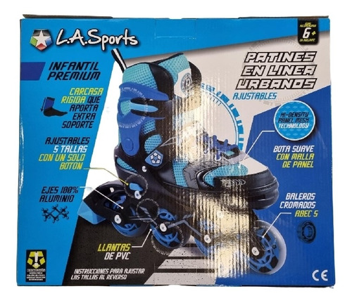 Patines En Línea Infantiles Azules Talla Ajustable 21-23.5