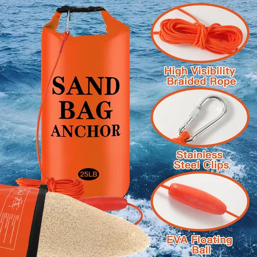 Bolsas De Anclaje De Arena 11.34 Kg Kit 2 En 1 Para Lanchas