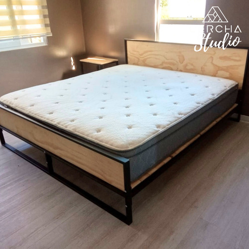 Cama 1 Plaza Ita Cercha Madera Reciclada Base Acero