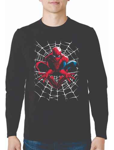 Playera Spiderman Telarañas Spider Man Avengers Manga Larga