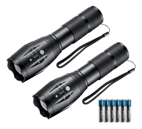 Linternas Led Tácticas Portátiles Impermeables Paquete De 2 Color De La Luz Color De La Linterna
