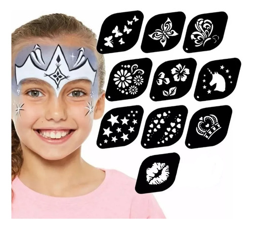 Kit Stencil Maquillaje Para Niños Plantilla Maquillaje