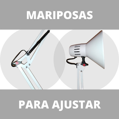 Lámpara Escritorio Tablero Blanca - Dibujo Técnico - Manicura - Apto Led E27 Con morsa