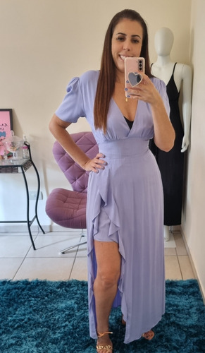 Imagem 5 de 5 de Vestido Longo Feminino Com Fenda Moda Verão Viscolinho