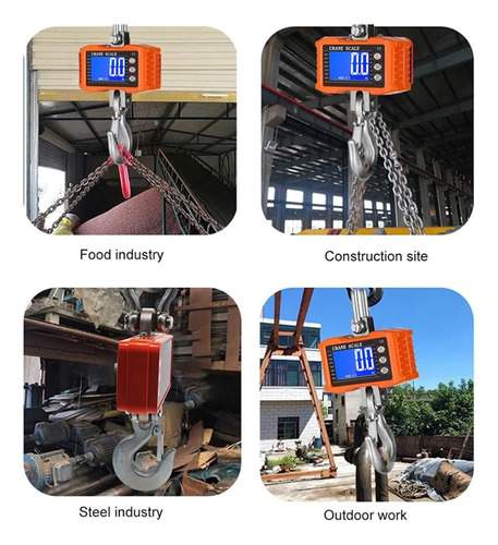 Balanza Báscula 1000kg Comerciales Pantalla Led Hd Display Naranja