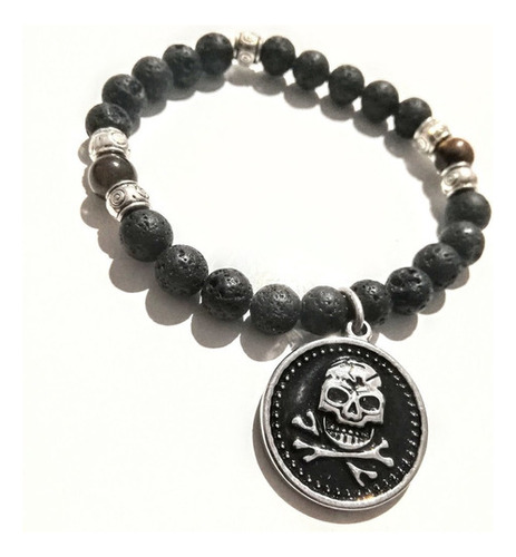 Pulsera Piedras Naturalesdije Acero Calavera 