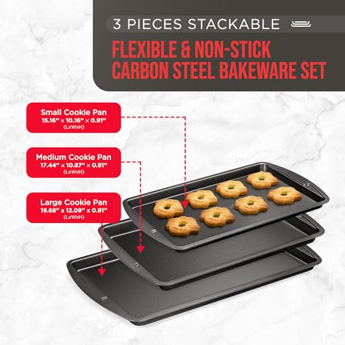 Juego De 3 Bandejas Suizas Para Galletas Bakken, Antiadheren