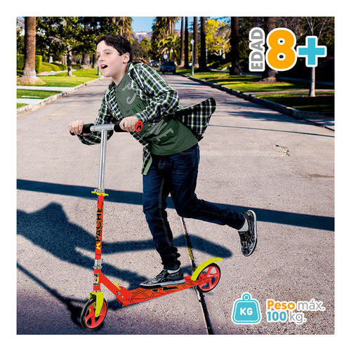 Apache Scooter Plegable Rojo 200mm Para Niños Y Jóvenes