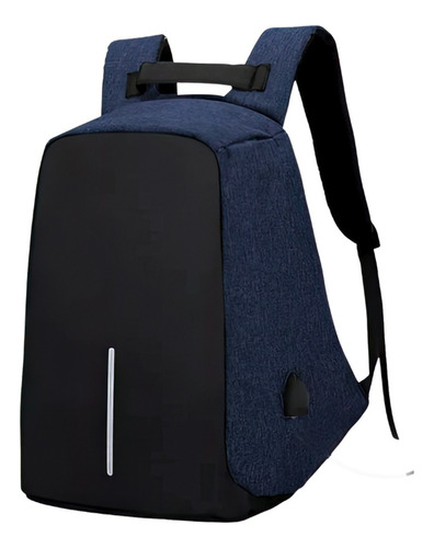 Mochila Antirrobo Impermeable Porta Notebook Usb Anticorte Color Azul Diseño De La Tela Liso