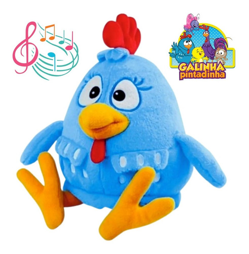 Boneco Pelúcia Galinha Pintadinha Musical 35 Cm Antialérgico